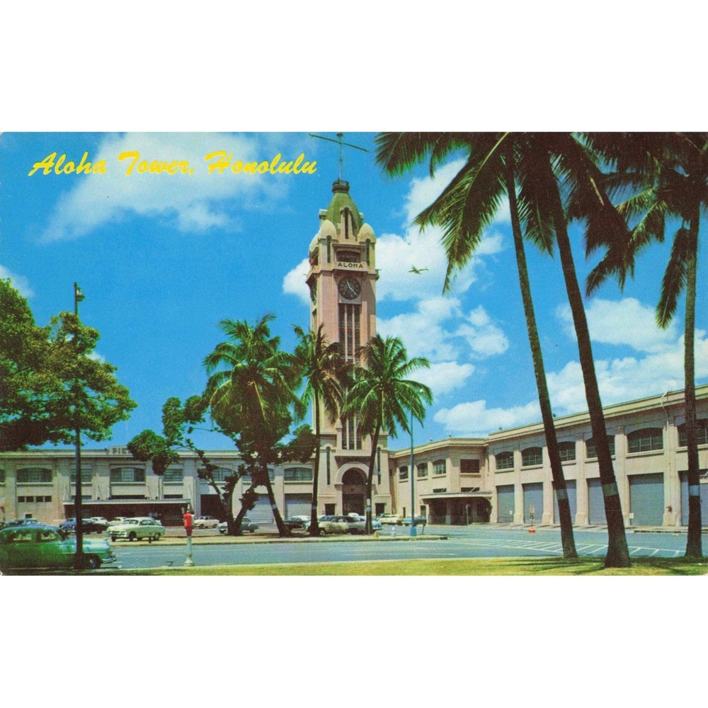 Vtg Aloha Tower Honolulu Hawaii Postcard Mike Roberts Hawaii Color Card C7078